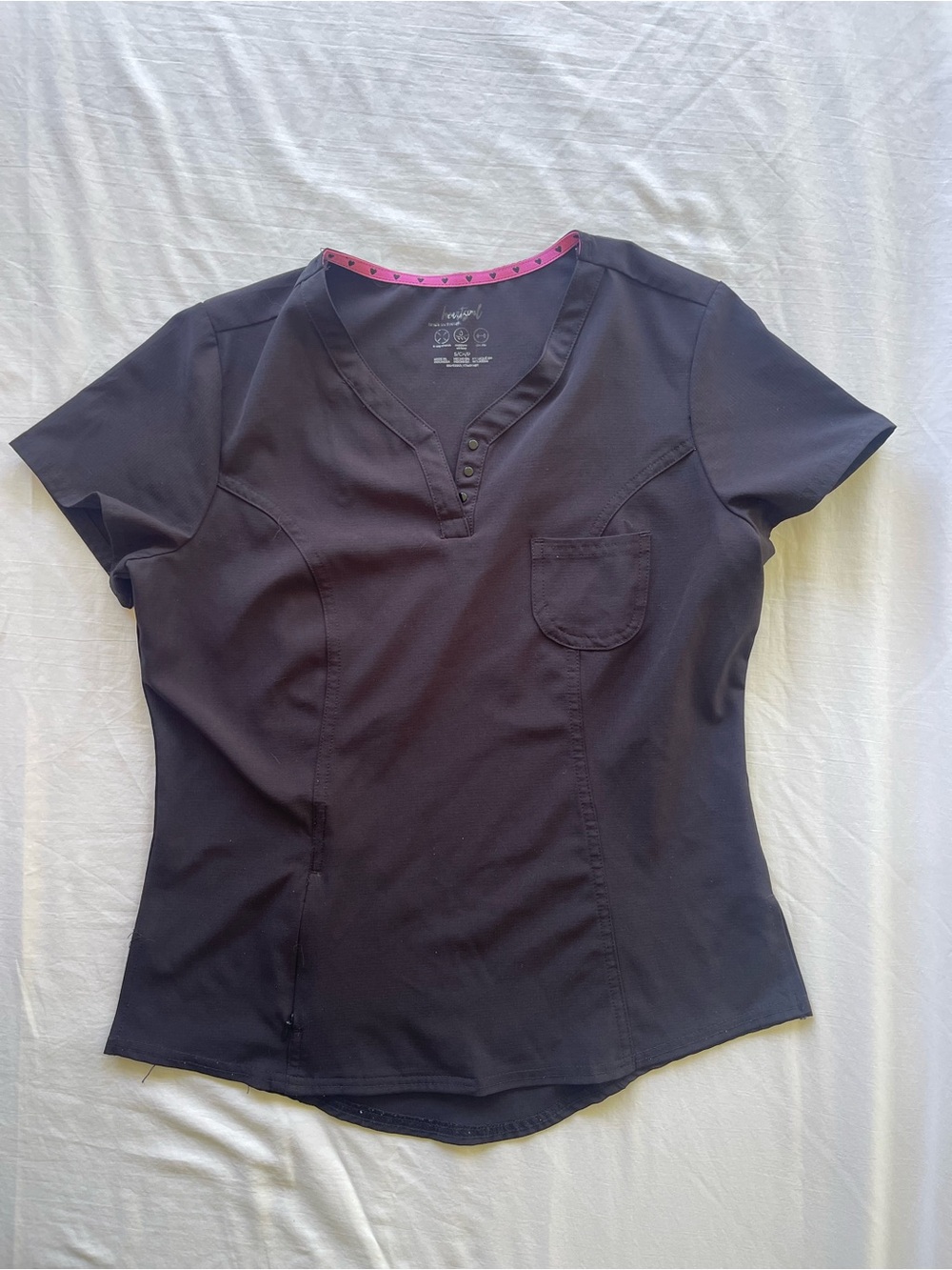 HeartSoul Break Through Black V-Neck Scrub Top HS710 Small